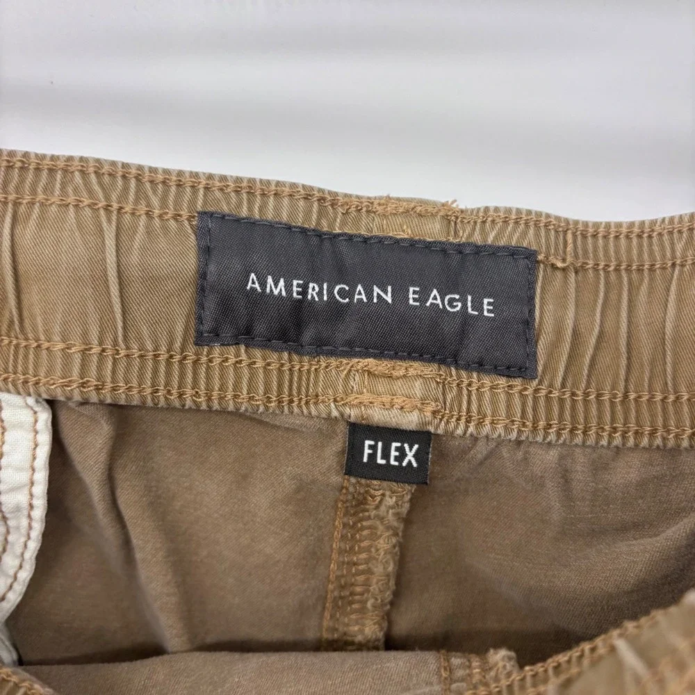 American Eagle Outfitters XXL Flex Khaki Brown Drawstring Casual Shorts - Picture 2 of 6